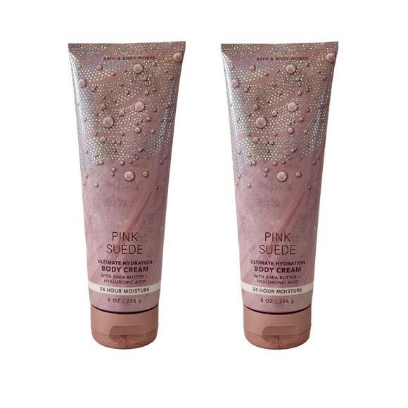 Bath & Body Works Pink Suede Ultimate Hydration Body Cream 8 fl oz 2 Pack - Picture 1 of 4